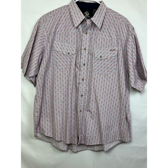 Wrangler 20X Men's Size XL Blue/Red Pearl Snap Front Geometric Print Shirt - Picture 1 of 8